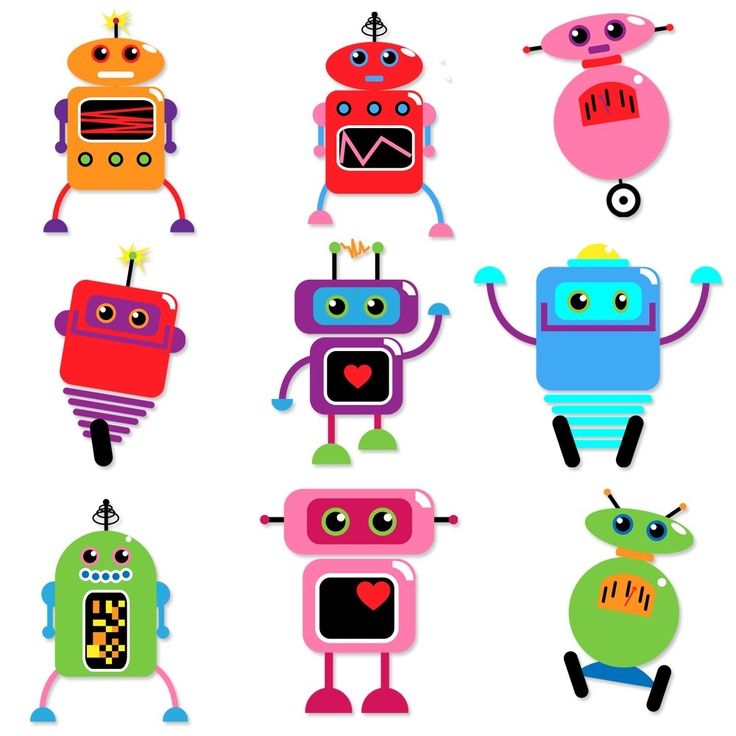 736x736 Robots Clip Art Clipart Retro Robot Party Clipart Clip Art Vectors