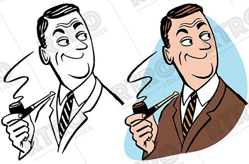 504x333 A Distinguished Man In A Suit Smoking A Pipe Vintage Retro Clip