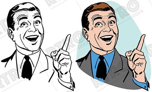 504x306 An Excited Businessman Pointing Upwards And Smiling Vintage Retro