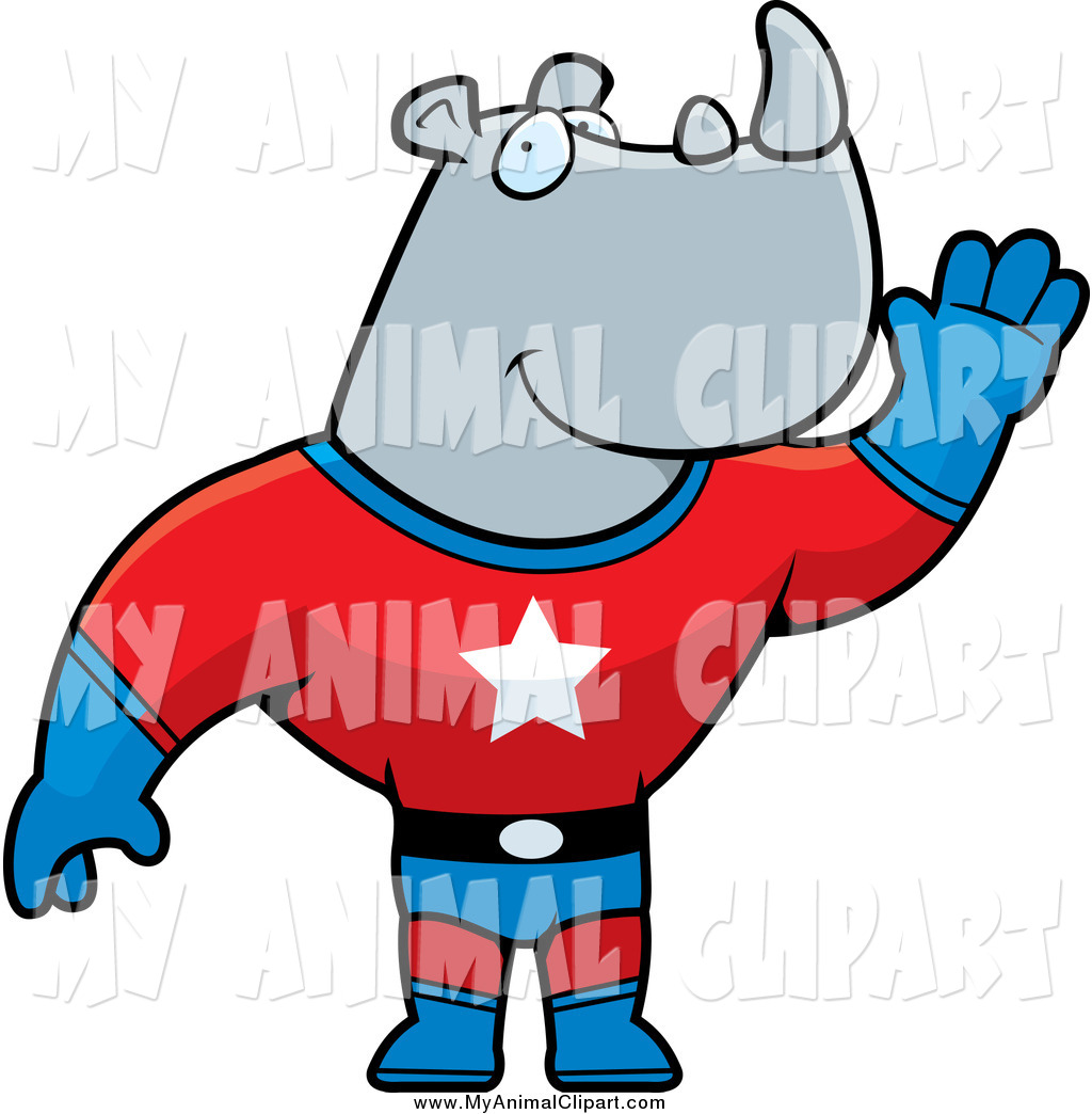 1024x1044 Clip Art Of A Super Hero Rhino Waving By Cory Thoman