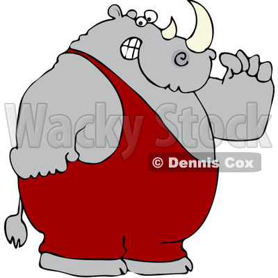 400x400 Royalty Free (Rf) Clipart Illustration Of A Strong Rhino Flexing