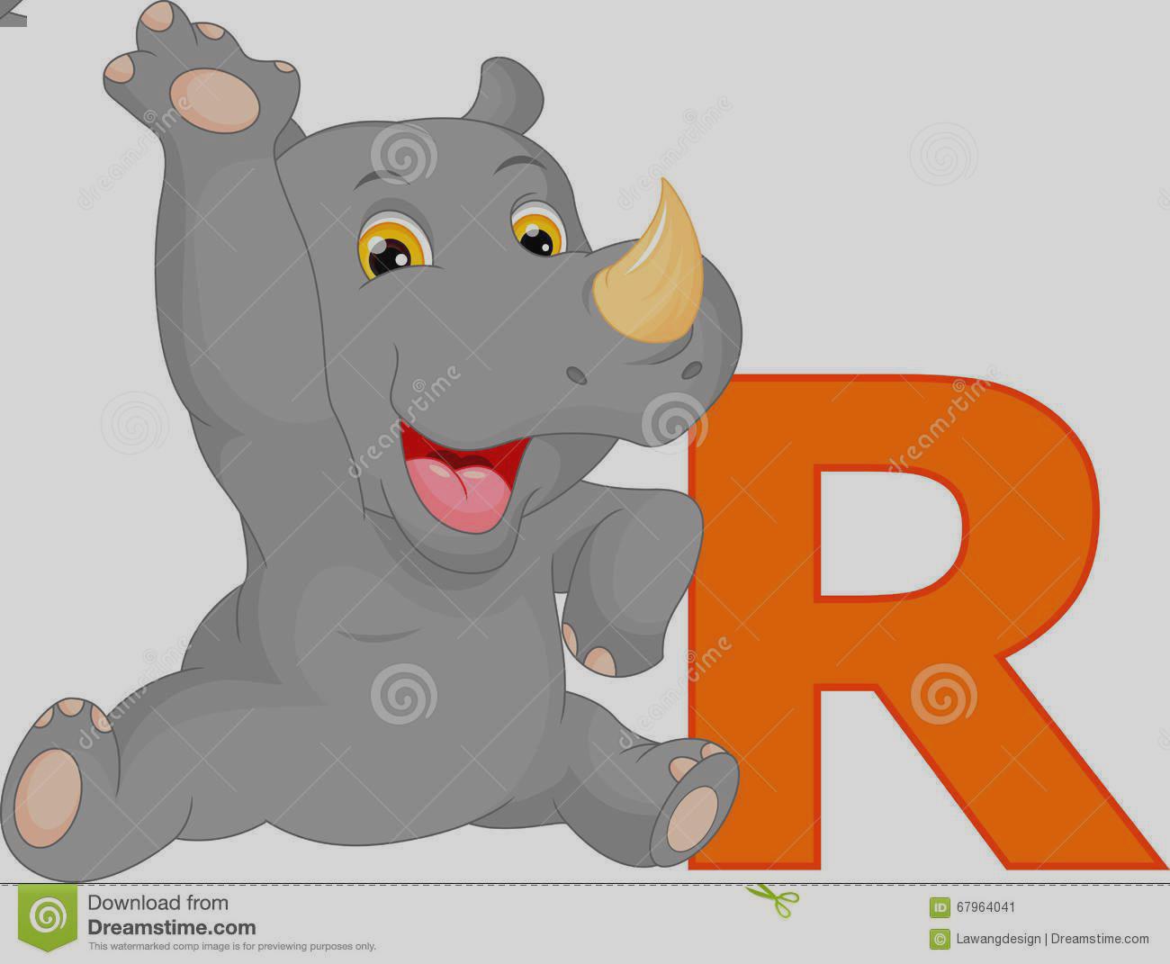 1300x1071 Clip Art Cute Rhino Cartoon And Letter R Stock Vector 9huuxys
