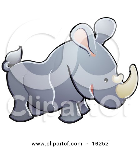 450x470 Clipart Of A Cartoon Cute African Safari Rhinoceros
