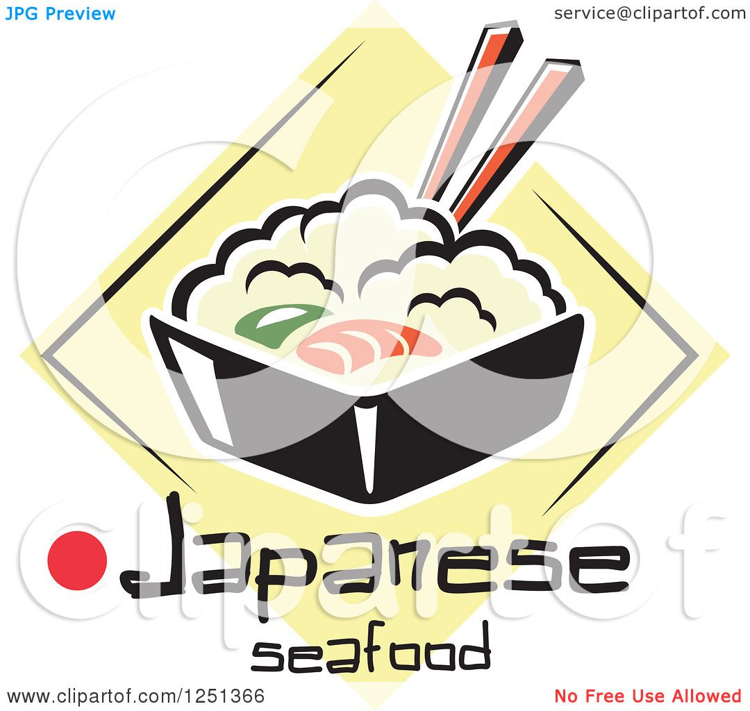 1080x1024 Clipart Of A Bowl Of Rice With Japanese Seafood Text