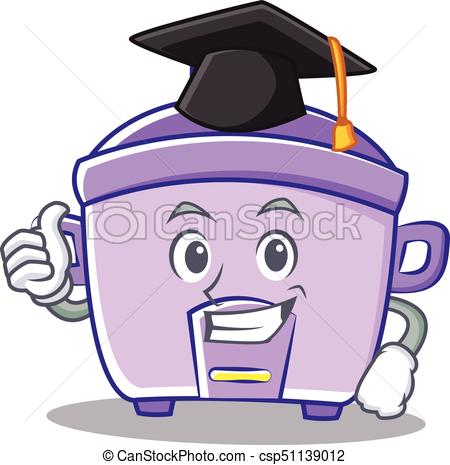 450x465 Graduation Rice Cooker Character Cartoon Vector Illustration