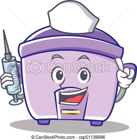 450x459 Nurse Rice Cooker Character Cartoon Vector Illustration Eps