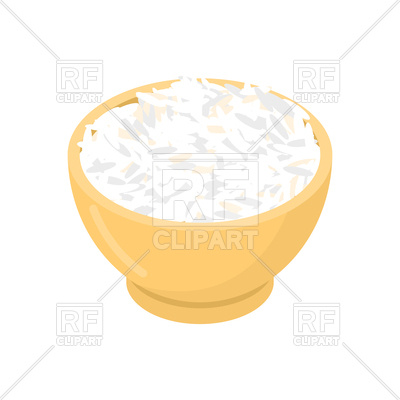 400x400 Basmati Rice In Wooden Bowl Isolated Royalty Free Vector Clip Art