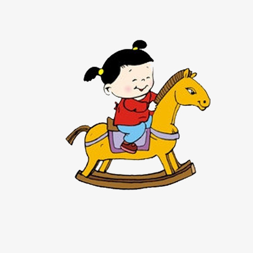500x500 Creative Hand Painted Cartoon Girl Riding Horse, Girl, Riding