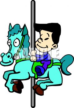 239x350 Picture Of A Boy Riding On A Horse And Carousel In A Vector Clip