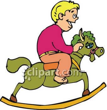 341x350 Small Boy Riding On A Rocking Horse