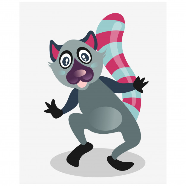 626x626 Funny Happy Ring Tailed Lemur Cartoon Character Vector Premium