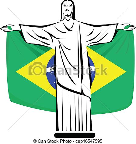 447x470 Rio De Janeiro Symbol. Christ The Redeemer Holding Brazilian