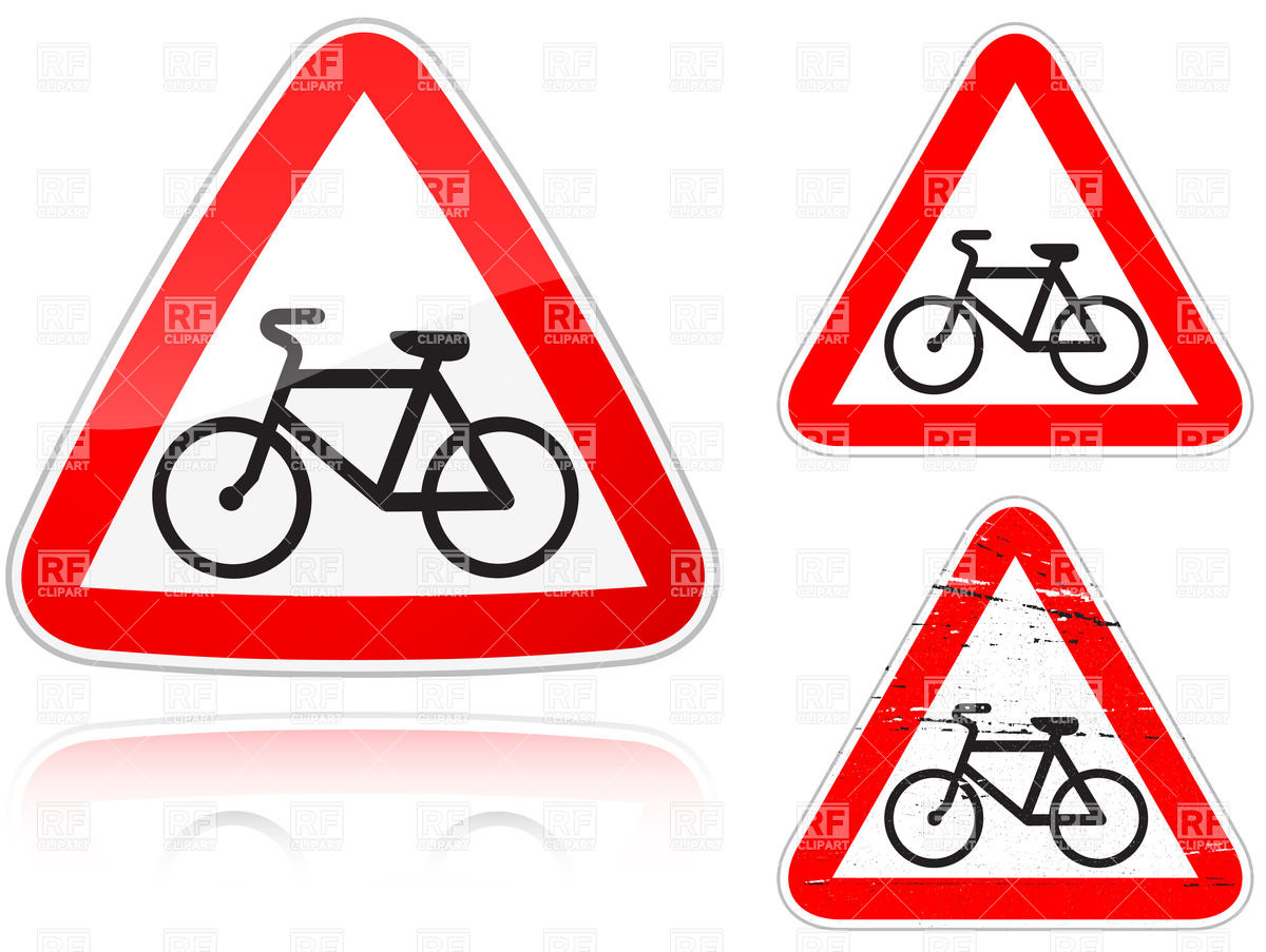 1200x903 Intersection With Bike Road Sign Royalty Free Vector Clip Art