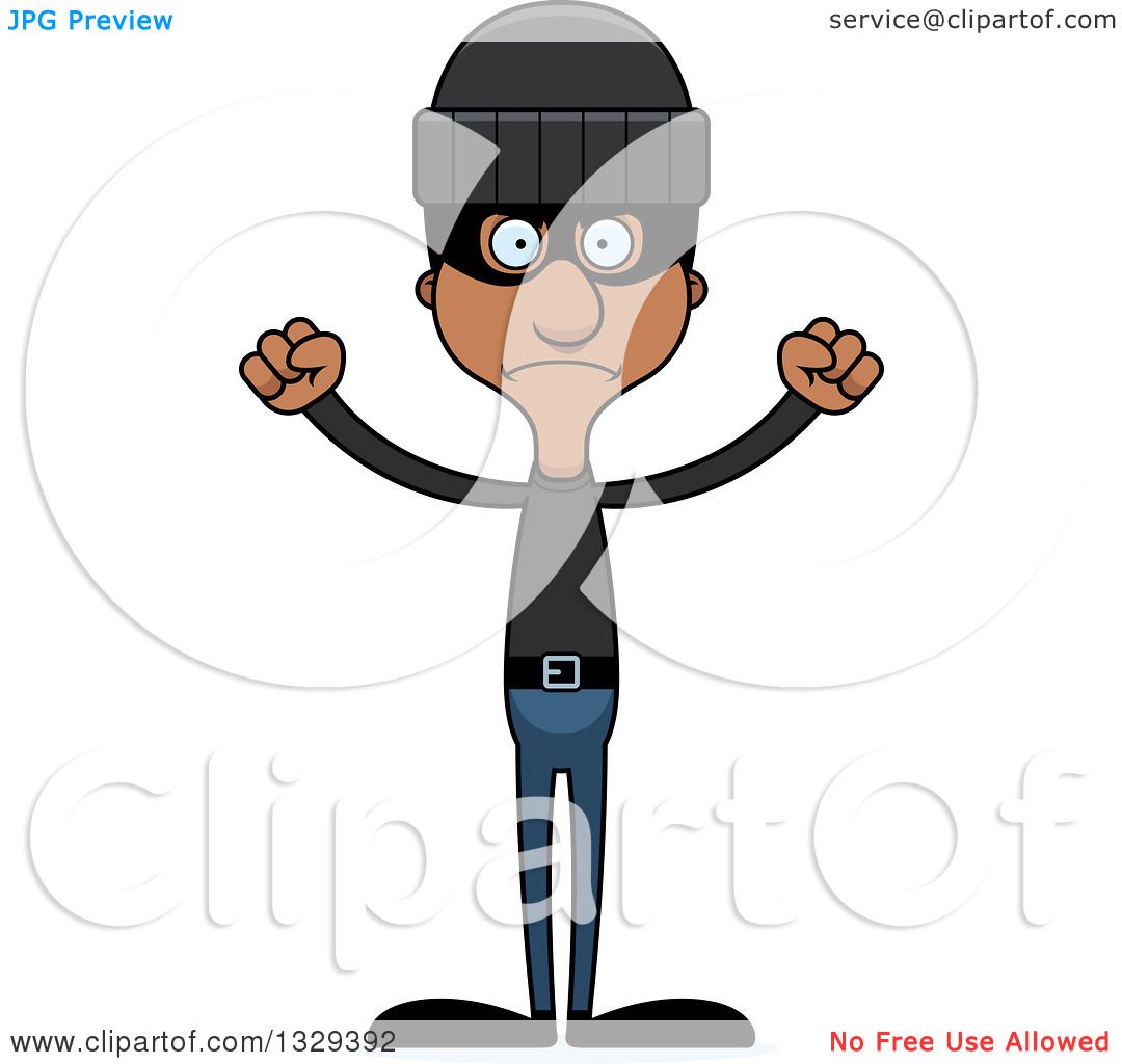 1080x1024 Clipart Of A Cartoon Angry Tall Skinny Black Man Robber