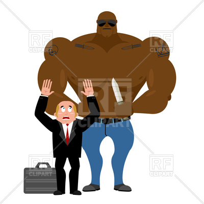 400x400 Robbery, Robbing Businessman, Robber With Knife Royalty Free