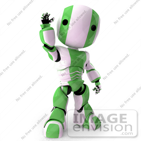 450x450 Clip Art Graphic Of A Green Futuristic Robot Waving
