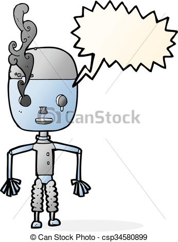 346x470 Cartoon Robot With Speech Bubble Eps Vectors