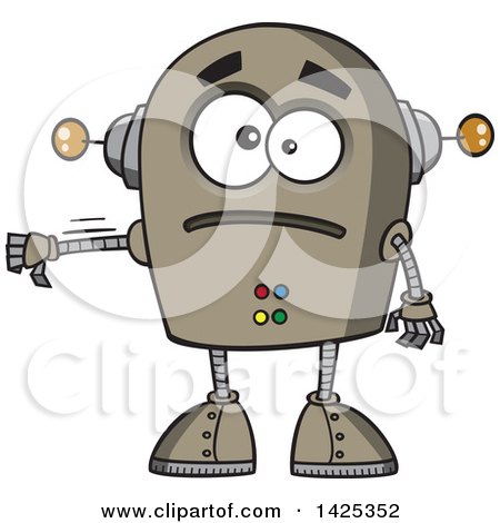 450x470 Clipart Of A Cartoon Happy Robot Giving A Thumb Up