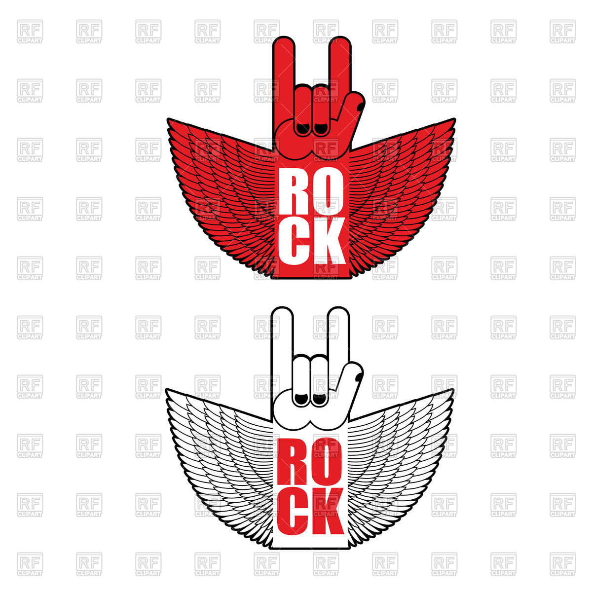 1200x1200 Rock Hand Sign Flying. Emblem For Rock Band Royalty Free Vector
