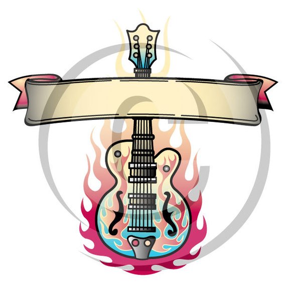 570x570 Tattoo Clip Art Clipart Guitar Flames Rock And Roll Personal