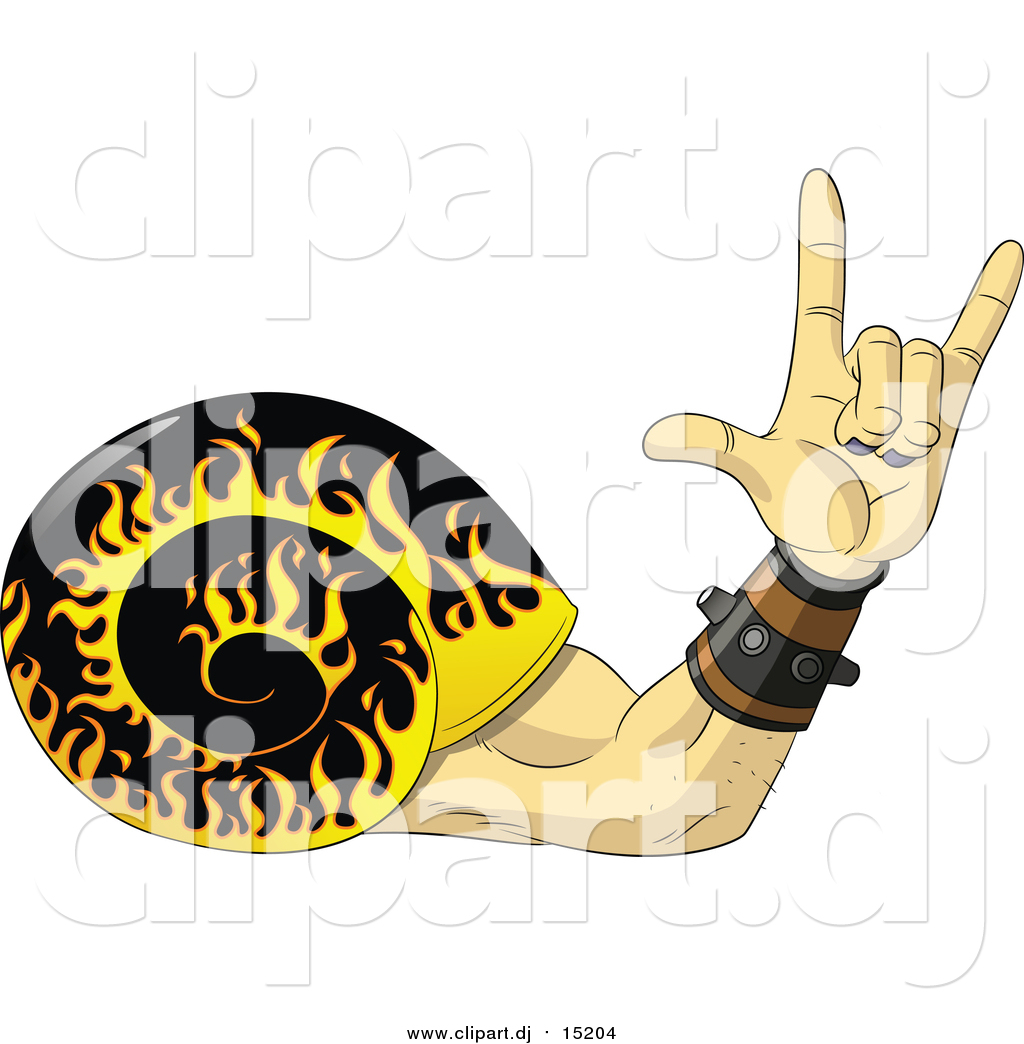 1024x1044 Vector Clipart Of A Rock And Roll Hand Snail With A Flaming Shell
