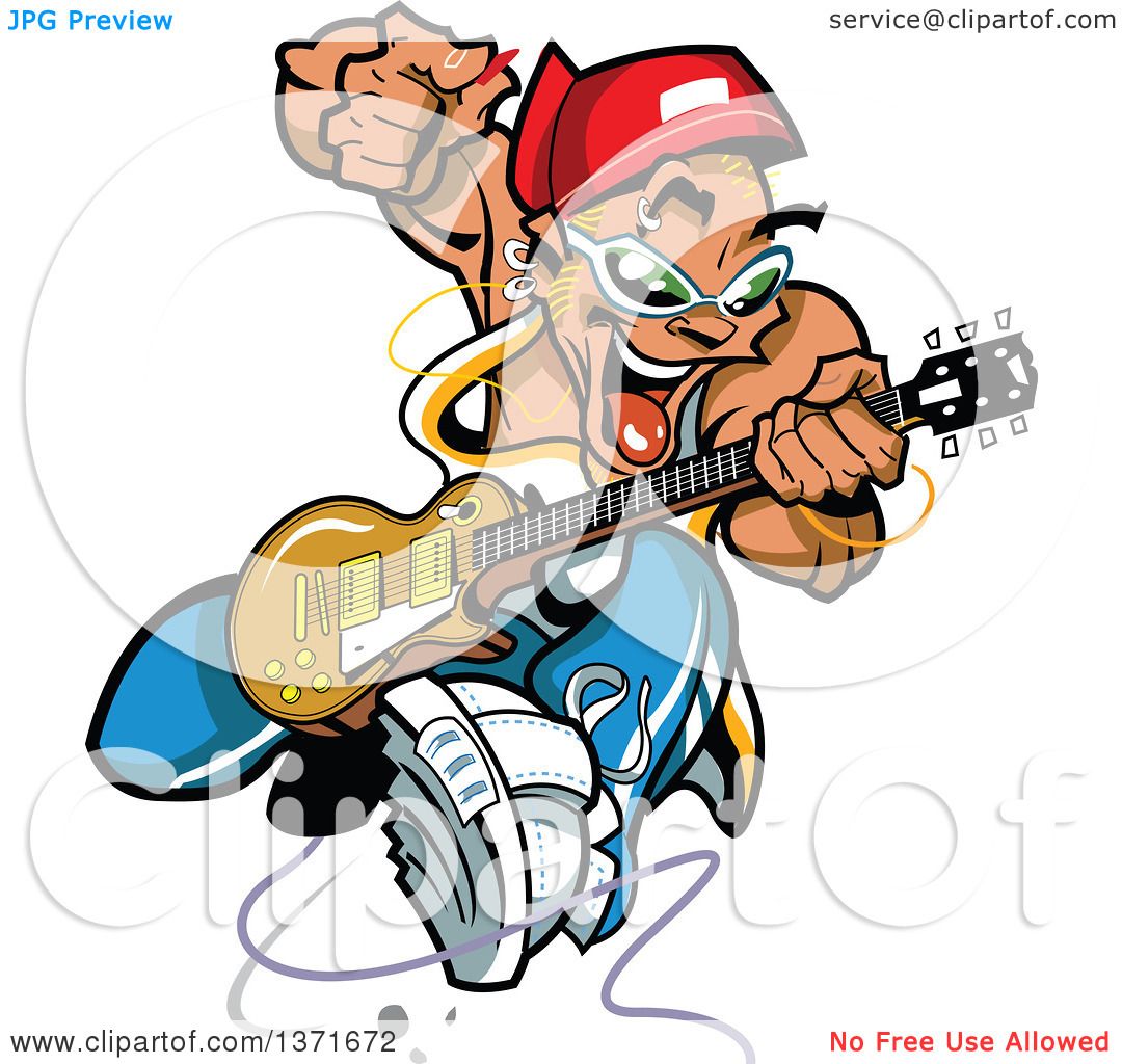 1080x1024 Clipart Of A Wild Crazy Band Guitarist Rock Star