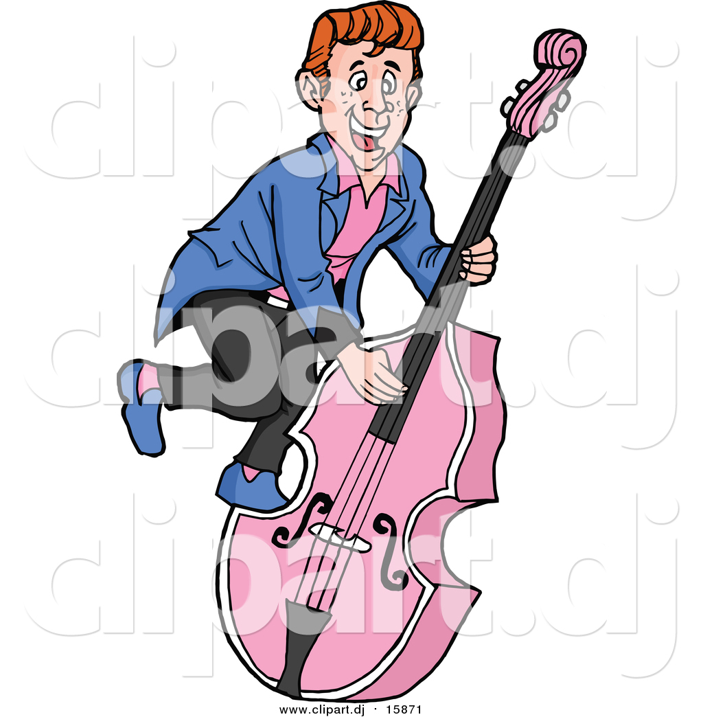 1024x1044 Cartoon Vector Clipart Of A Rockabilly Musician Man Playing A Pink