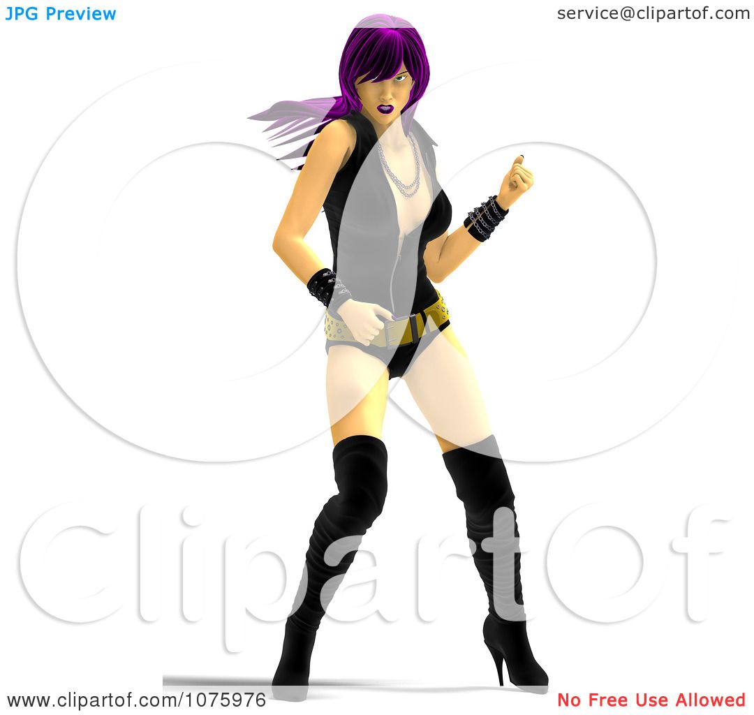 1080x1024 Clipart 3d Purple Haired Rocker Chick Woman Dancing