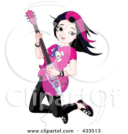 450x470 Royalty Free (Rf) Clipart Illustration Of A Little Rocker Chick