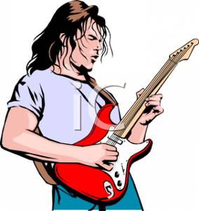 284x300 A Rocker Playing An Electric Guitar Clipart Image