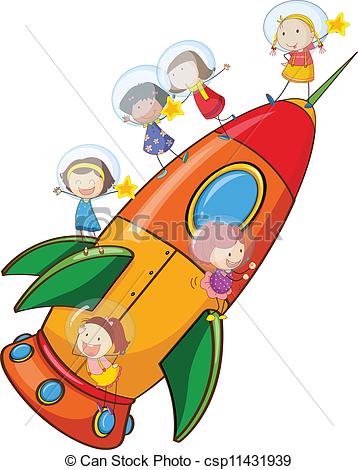 358x470 Illustration Of A Kids On Rocket On White Background Vectors