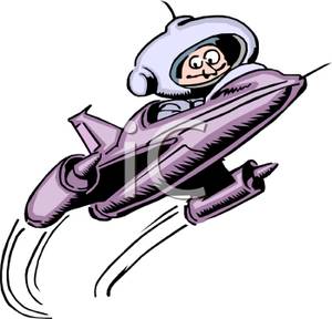 300x288 Clip Art Image An Astronaut In A Purple Rocket Ship