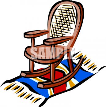 346x350 Picture Of A Wooden Rocking Chair Sitting On A Blanket In A Vector