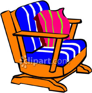 298x300 A Rocking Chair With Blue And Pink Cushions