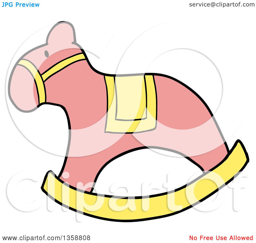 1080x1024 Clipart Of A Cartoon Pink And Yellow Rocking Horse