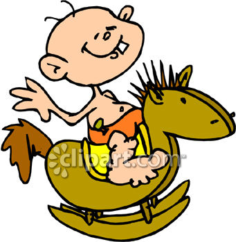 341x350 Baby Boy Riding On Rocking Horse