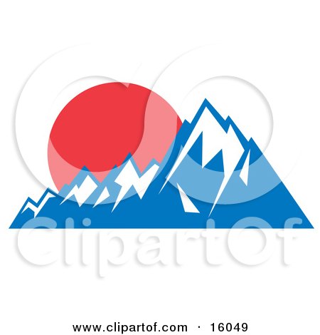 450x470 Red Sunset Over Snow Capped Mountains Clipart Illustration By Andy