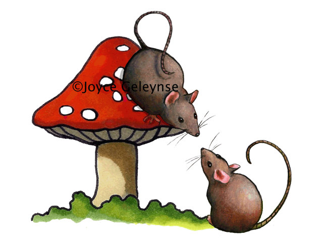 640x483 Clip Art Two Little Mice And A Mushroom Freehand Art