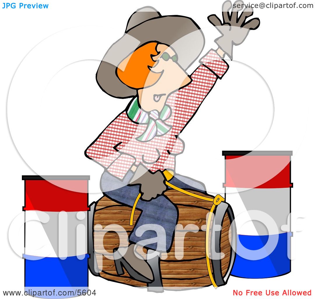 1080x1024 Professional Rodeo Cowgirl Riding A Wooden Barrel Clipart