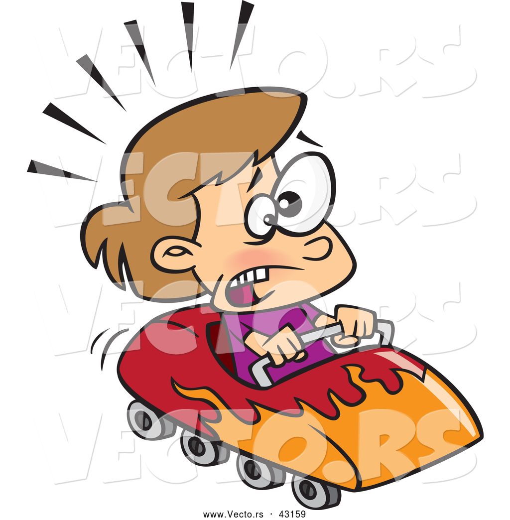 1024x1044 Vector Of A Scared Cartoon Girl Riding A Roller Coaster By