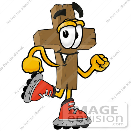 450x450 Clip Art Graphic Of A Wooden Cross Cartoon Character Roller