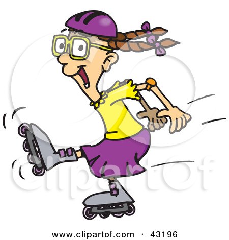 450x470 Girl Rollerblading Clipart