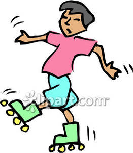 262x300 A Kid Stumbling On Roller Skates Or Roller Blades Royalty Free