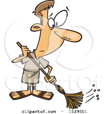 450x470 Clipart Of A Cartoon Male Roman Slave Sweeping