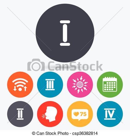 450x470 Roman Numeral Icons. Number One, Two, Three. Wifi, Like Vector