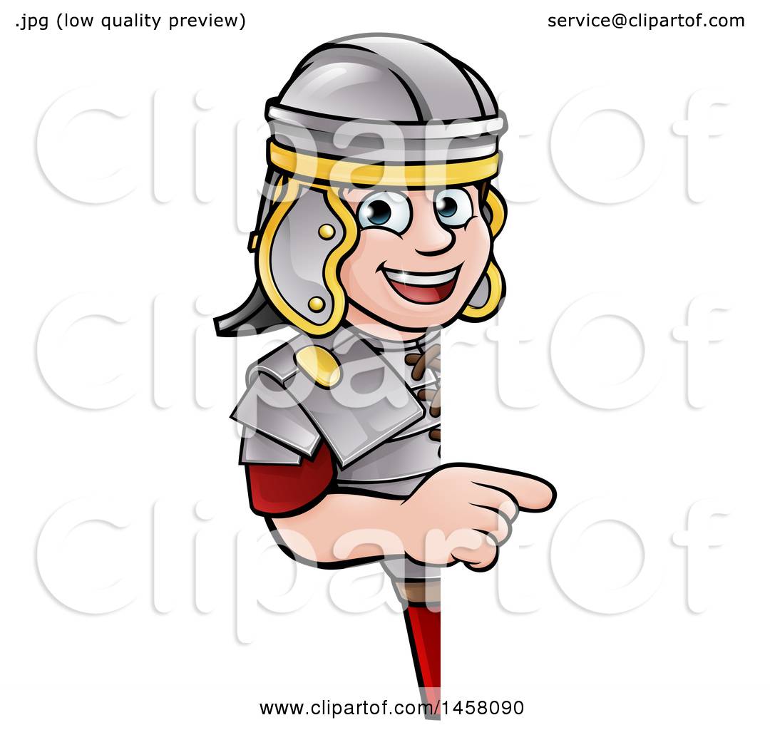 1080x1024 Clipart Of A Cartoon Happy Roman Soldier Pointing Around A Sign