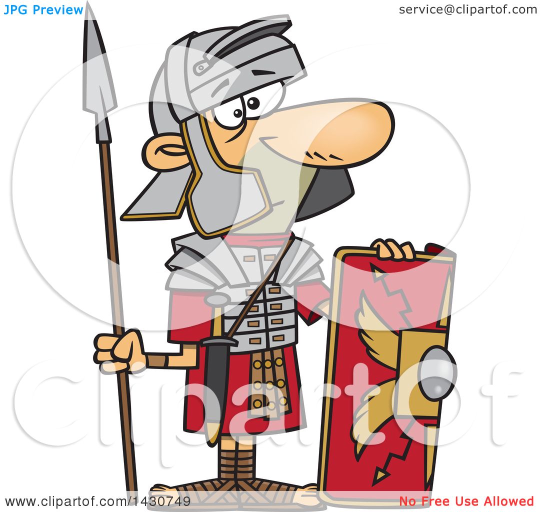 1080x1024 Clipart Of A Cartoon Roman Soldier With A Shield And Spear