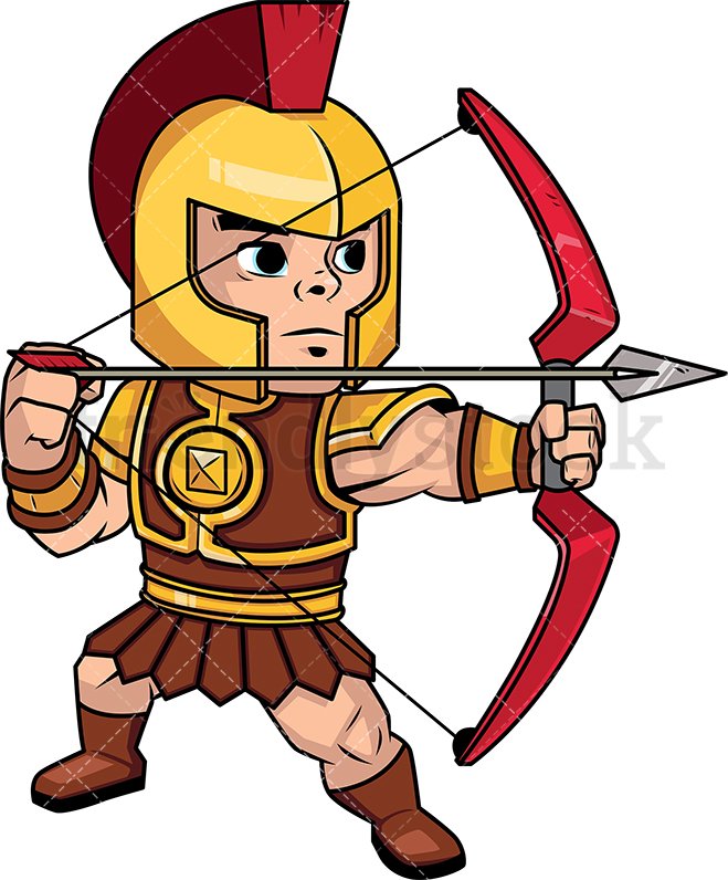 659x796 Roman Archer Shooting With His Bow Vector Cartoon Clipart