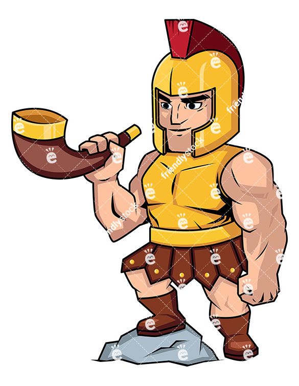 585x755 Roman Soldier Blowing A Battle Horn Vector Cartoon Clipart