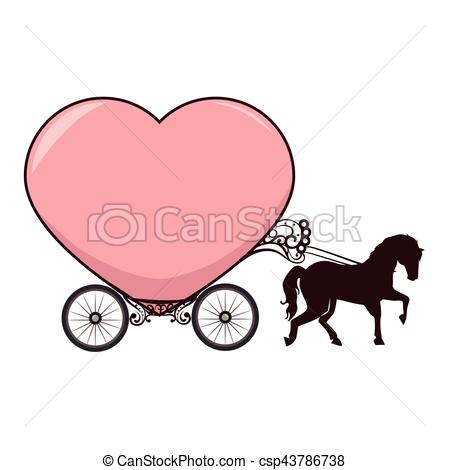 450x470 Horse Carriage Romantic Card Vector Illustration Design Vectors